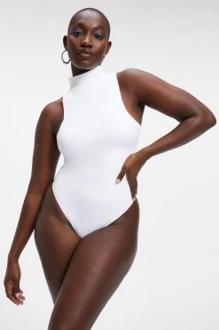 GOOD AMERICAN Bodysuits SCUBA MOCK NECK TANK BODYSUIT | WHITE001