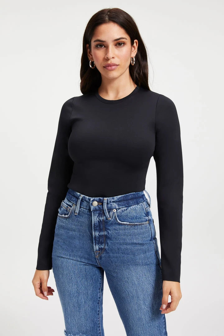 Cheap ❤️ GOOD AMERICAN SCUBA CREWNECK BODYSUIT | BLACK001 Bodysuits 🎁 5 GOOD AMERICAN SCUBA CREWNECK BODYSUIT | BLACK001 Bodysuits