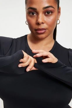 GOOD AMERICAN SCUBA CREWNECK BODYSUIT | BLACK001 Bodysuits