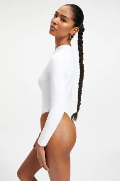 GOOD AMERICAN SCUBA CREWNECK BODYSUIT | WHITE001