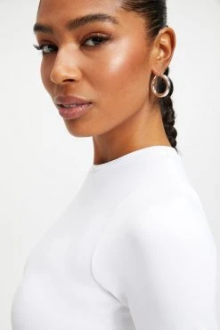 GOOD AMERICAN SCUBA CREWNECK BODYSUIT | WHITE001