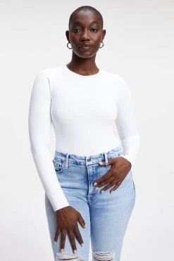 GOOD AMERICAN SCUBA CREWNECK BODYSUIT | WHITE001