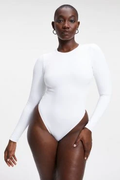 GOOD AMERICAN SCUBA CREWNECK BODYSUIT | WHITE001