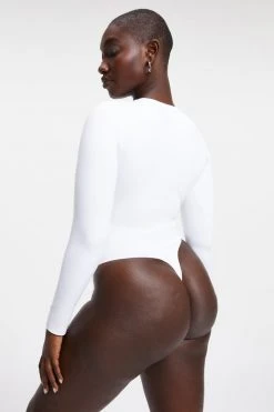 GOOD AMERICAN SCUBA CREWNECK BODYSUIT | WHITE001