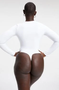 GOOD AMERICAN SCUBA CREWNECK BODYSUIT | WHITE001