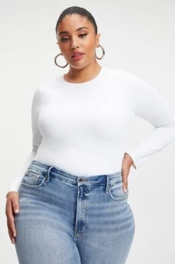 GOOD AMERICAN SCUBA CREWNECK BODYSUIT | WHITE001