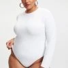 GOOD AMERICAN SCUBA CREWNECK BODYSUIT | WHITE001