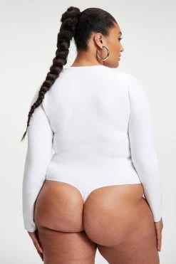 GOOD AMERICAN SCUBA CREWNECK BODYSUIT | WHITE001