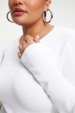 GOOD AMERICAN SCUBA CREWNECK BODYSUIT | WHITE001