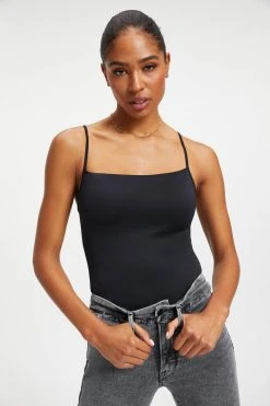 GOOD AMERICAN Bodysuits SCUBA SPAGHETTI BODYSUIT | BLACK001