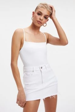 GOOD AMERICAN SCUBA SPAGHETTI BODYSUIT | WHITE001 Bodysuits