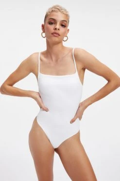 GOOD AMERICAN SCUBA SPAGHETTI BODYSUIT | WHITE001 Bodysuits