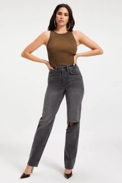 GA-SALE Bodysuits HIGH RIBBED BODYSUIT | FOG001