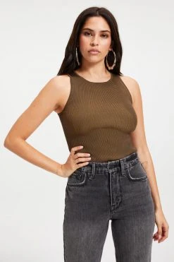 GA-SALE Bodysuits HIGH RIBBED BODYSUIT | FOG001