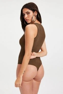 GA-SALE Bodysuits HIGH RIBBED BODYSUIT | FOG001