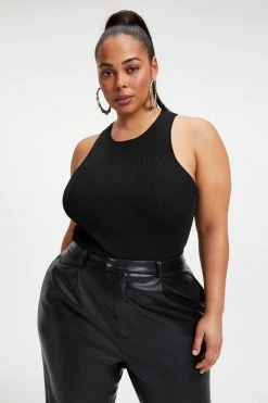 GA-SALE Bodysuits HIGH RIBBED BODYSUIT | BLACK001