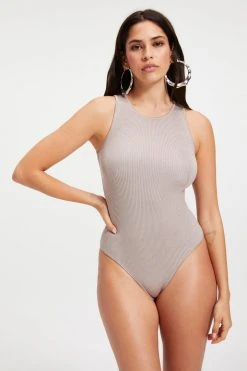 GA-SALE Bodysuits HIGH RIBBED BODYSUIT | MINK001