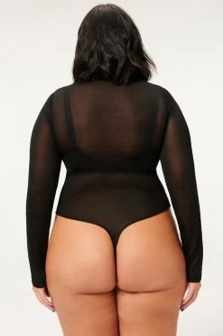 GA-SALE Bodysuits SCOOP NECK SHEER BODY | BLACK001
