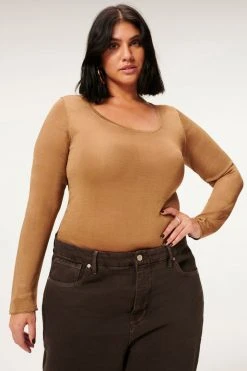 GA-SALE Bodysuits SCOOP NECK SHEER BODY | PALE GOLD001