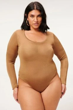 GA-SALE Bodysuits SCOOP NECK SHEER BODY | PALE GOLD001