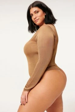 GA-SALE Bodysuits SCOOP NECK SHEER BODY | PALE GOLD001