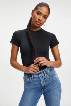 GOOD AMERICAN SCUBA TEE BODY | BLACK001 Bodysuits