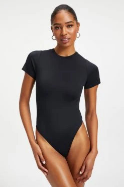 GOOD AMERICAN SCUBA TEE BODY | BLACK001 Bodysuits