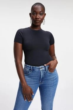 GOOD AMERICAN SCUBA TEE BODY | BLACK001 Bodysuits