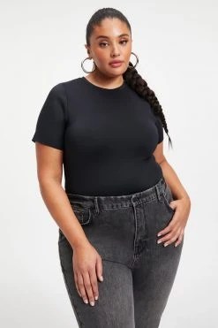 GOOD AMERICAN SCUBA TEE BODY | BLACK001 Bodysuits