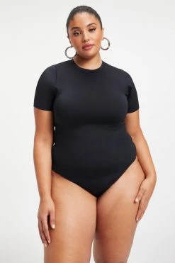 GOOD AMERICAN SCUBA TEE BODY | BLACK001 Bodysuits