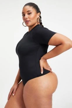 GOOD AMERICAN SCUBA TEE BODY | BLACK001 Bodysuits