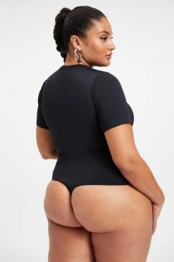 GOOD AMERICAN SCUBA TEE BODY | BLACK001 Bodysuits