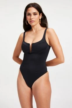 GOOD AMERICAN SCUBA U CORSET BODYSUIT | BLACK001 Bodysuits