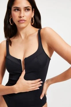 GOOD AMERICAN SCUBA U CORSET BODYSUIT | BLACK001 Bodysuits