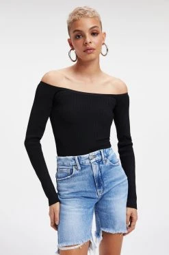 GA-SALE KNIT SCOOP BODYSUIT | BLACK001 Bodysuits