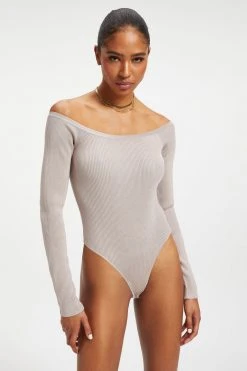 GA-SALE KNIT SCOOP BODYSUIT | MINK001 Bodysuits