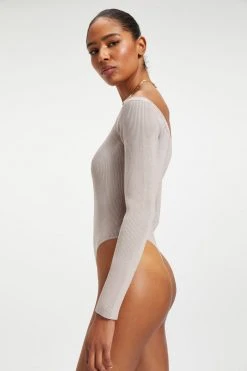 GA-SALE KNIT SCOOP BODYSUIT | MINK001 Bodysuits