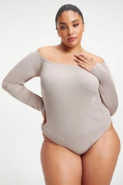 GA-SALE KNIT SCOOP BODYSUIT | MINK001 Bodysuits