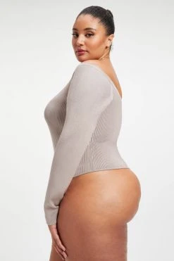 GA-SALE KNIT SCOOP BODYSUIT | MINK001 Bodysuits