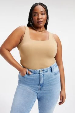 GOOD AMERICAN Bodysuits SCUBA MODERN TANK BODYSUIT | PECAN001