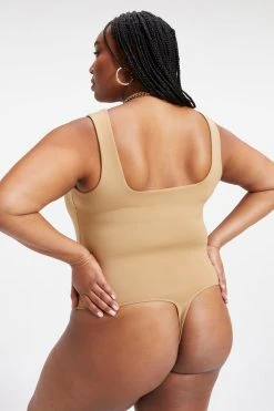 GOOD AMERICAN Bodysuits SCUBA MODERN TANK BODYSUIT | PECAN001