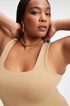 GOOD AMERICAN Bodysuits SCUBA MODERN TANK BODYSUIT | PECAN001