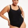 GOOD AMERICAN Bodysuits GOOD TOUCH RUCHED TANK BODY | BLACK001