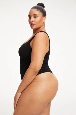 GOOD AMERICAN Bodysuits GOOD TOUCH RUCHED TANK BODY | BLACK001