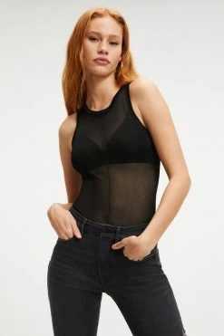 GOOD AMERICAN EXTREME SHEER BODYSUIT | BLACK001