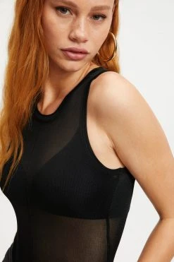 GOOD AMERICAN EXTREME SHEER BODYSUIT | BLACK001