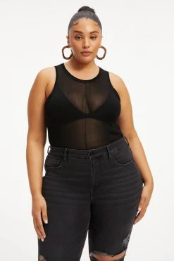 GOOD AMERICAN EXTREME SHEER BODYSUIT | BLACK001