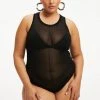 GOOD AMERICAN EXTREME SHEER BODYSUIT | BLACK001