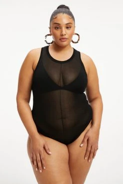 GOOD AMERICAN EXTREME SHEER BODYSUIT | BLACK001