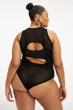 GOOD AMERICAN EXTREME SHEER BODYSUIT | BLACK001